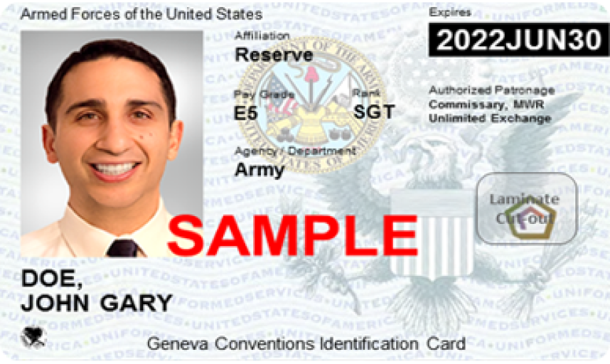 Military ID Card Example